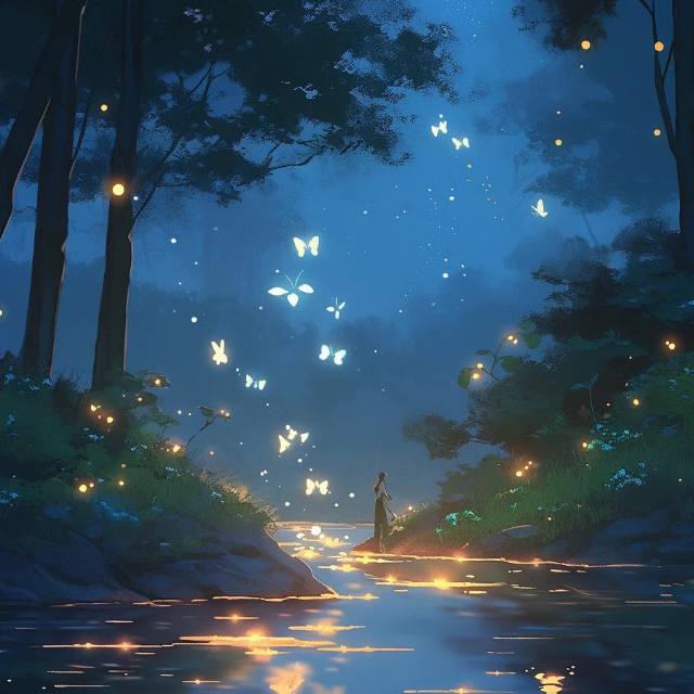 夜、螢火蟲和你